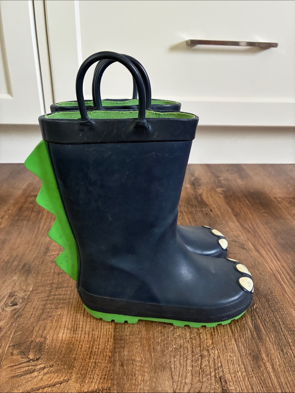 Kids Dinosaur Rain Boots - Navy Blue and Green